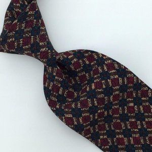 Brioni Italy Tie Black Maroon Square Checker Luxury Necktie Silk Ties L4 Vintage